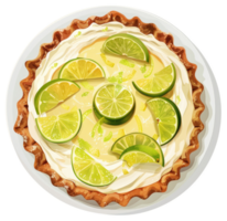 A delectable lime pie with fresh lime slices. png
