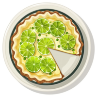 A delectable lime pie with a slice taken out, garnished with fresh lime slices. png