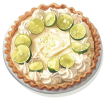 A delectable lime pie with a creamy filling and fresh lime slices. png