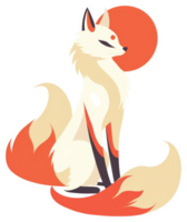 A stylized illustration of a mythical nine-tailed fox. png