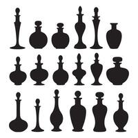 A set of black silhouettes of various vases vector