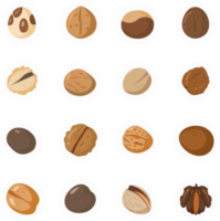 A variety of nuts displayed in a grid format. png