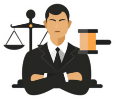 A judge in a formal suit, representing justice and law. png