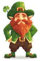 A leprechaun in traditional irish attire with a mischievous expression. png