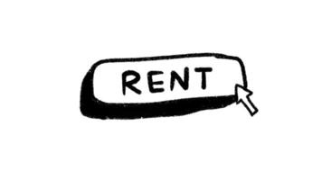 A drawing of a rent sign with a black arrow pointing to it video