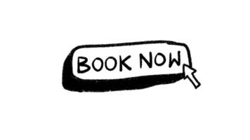 Book now button with arrow pointing to it video