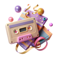 elegant rustic Cassette Tape and Player Isolated with Shadow original png
