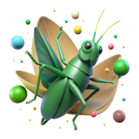 dramatic rustic Dark Green Grasshopper with Transparent Background original png
