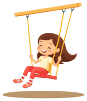 A happy girl enjoying a swing at a park. png