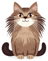 A cheerful cartoon illustration of a brown tabby cat. png