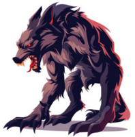 A ferocious werewolf in a menacing stance. png