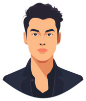 A stylized illustration of a man with a sophisticated appearance. png