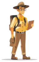 A cheerful hiker with a backpack and map, ready for an adventure. png