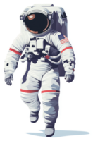 une espace explorateur dans une blanc scaphandre, en marchant dans espace. png