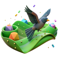 beautiful rustic Bird Flying Over Green Fields Transparent Isolated Background high resolution png