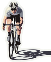 A cyclist in motion, focused and determined, on a paved surface. png