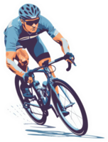 A cyclist in motion, in a dynamic and colorful illustration. png