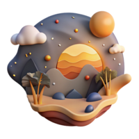 stunning modern African Sunset Landscape Silhouette Cutout detailed png