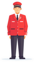 A smiling person in a red uniform. png