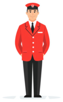 A man in a red uniform, likely a concierge or attendant. png