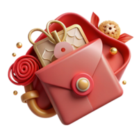 serene artistic Chinese New Year Red Envelope Front View Cutout professional png