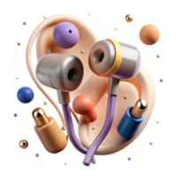 impressive abstract Earbuds in Ear Design with Transparent Background high quality png