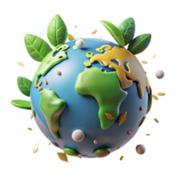 vibrant abstract Earth Globe with Green Overlay Soft Lighting Transparent high resolution png