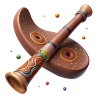 elegant classic Didgeridoo with Aboriginal Art Isolated Element professional png