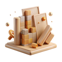 beautiful rustic Beige Renko Chart Element Isolated with Brick-like Blocks genuine png