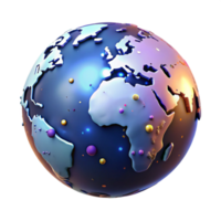vibrant rustic Globe with Glowing Continents Transparent Background authentic png