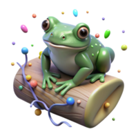 extraordinary abstract Frog on a Log Cutout Isolated with Shadows authentic png