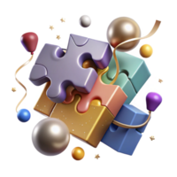 serene modern Abstract Teamwork Puzzle Pieces Isolated Element professional png