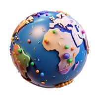 impressive vintage Globe with Continents Highlighted Transparent Background high resolution png