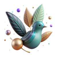 beautiful classic Bird Silhouette with Leaf Pattern Isolated Element authentic png