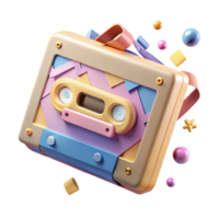 impressive creative Cassette Player Isolated with Play Button Pressed detailed png
