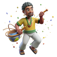 elegant classic Brazilian Berimbau Player Capoeira Pose Isolated Element authentic png