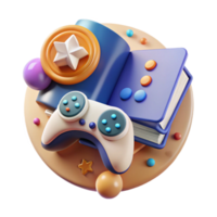 serene creative Game Based Learning Icon Game Controller and Learning Materials Isolated high resolution png