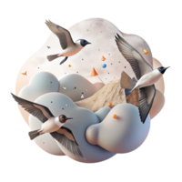 stunning minimalist Bird Migration Flight Formation Cutout Cloudy Sky Transparent Background authentic png