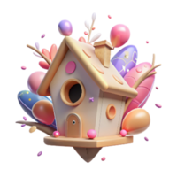 vibrant rustic Birdhouse in Orchard Transparent Background Soft Lighting detailed png