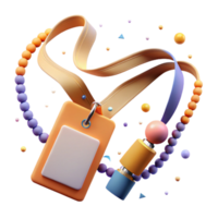 impressive abstract Beaded Lanyard with Id Holder Transparent Background high quality png