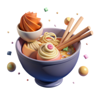 magnificent artistic Bowl of Ramen Noodles with Chopsticks Isolated authentic png