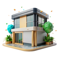 elegant rustic Eco Friendly Office Building Front View Cutout Element authentic png