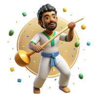 beautiful abstract Brazilian Berimbau Player Capoeira Pose Isolated Element professional png