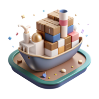 magnificent abstract Flat Design Icon of a Merchant Ship Transparent Background authentic png