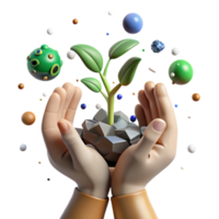 elegant rustic Close Up of Hands Holding Sapling Transparent Background genuine png