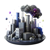 extraordinary artistic Air Pollution Cityscape Dark Style Transparent Background high resolution png