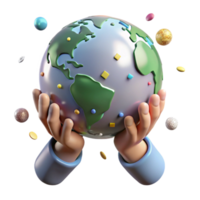 beautiful artistic Globe in Hands Soft Lighting Isolated high resolution png