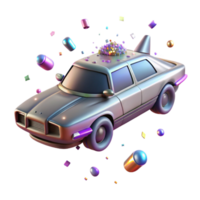 dramatic modern Futuristic Flying Car Side View Isolated on Transparent Background high quality png