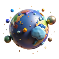 vibrant contemporary Globe Floating in Space Transparent Background high resolution png