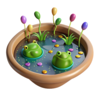 vibrant classic Farm Pond with Frogs Isolated Realistic Style high resolution png